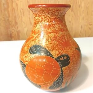 Artisan Ceramic Turtle Vase